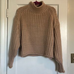 Blush Pink Cropped H&M Chunky Knit Sweater